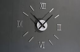 Metallic DIY fun clock Creative wall clock European Roman numerals diy wall clock