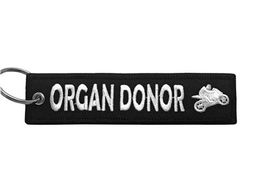 Organ Donor Fabric Embroidery Motorbike Keytags Sports Motorcycle Keychain Customised are Welcome 13 x 2.8cm 100pcs lot