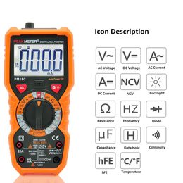 Freeshipping Digital Multimeter AC/DC Voltage Current Resistance Capacitance Frequency Temperature hFE NCV Live Line Tester