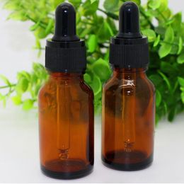 Hot Selling Empty Amber E liquid Glass Droppers Bottles 15ml Refillable Cosmetic Bottles With Childproof Caps For essential oil