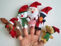 500pcs/lot DHL Free Shipping Mini Size Merry Christmas Finger Puppet Santa Claus Snowman Bear Plush Toys