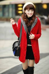 2017 New Winter Hooded Cardigan Cashmere Sweater Women Coat Thick Warm Sueter Mujer Long Sleeve Knitted Cardigans Female Poncho