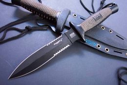 Горячий низкозатратный охотничий нож SOG D25 наполовину Пильный диск с фиксированным лезвием Наружный тактический нож для выживания снаружи с ABS-оболочкой 2шт / лот