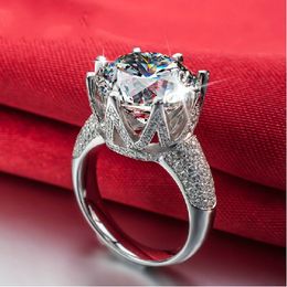 Jewellery Women Solitaire Round cut Big 8ct Topaz Diamonique Simulated Diamond 925 sterling silver Wedding Bridal Band Ring gift Siz2432