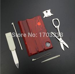 Wholesale!Outdoor Camping Beauty Tools Switzerland Card Knife with LED light Multifuntion Card Knife 200pcs/lot