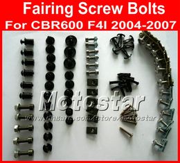 Motorcycle Fairing screw bolts kit for HONDA CBR600 F4I 2004 2005 2006 2007,CBR 600 F4i 04 05 06 07 black fairings aftermarket bolt screws