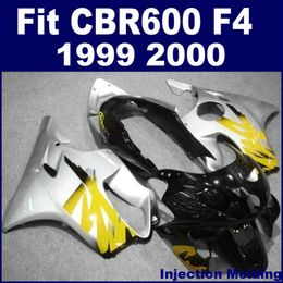 Injection Moulding for HONDA high grade fairings CBR 600 F4 1999 2000 silver black 99 00 cbr 600 f4 fairing part T6HY