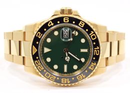 Free shipping Luxury GMT 116713 18K Yellow Gold And Steel Ceramic Bezel Automatic Mechanical Casual Watch Green Men's Sports Wrist Watches