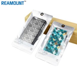 500pcs DIY Design Personalised White CPP & Aluminium Bags Customised Package Bag for iPhone 7 7 plus Case Hang Hole Packaging Bags