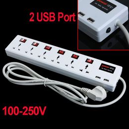 Freeshipping 6 Universal Outlet & 2 USB Charger Port Power Strip Surge Protector Circuit Breaker wholesale