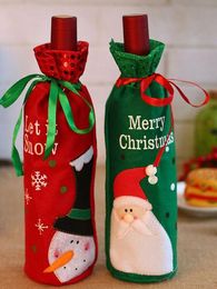Toptan Santa Kardan Adam Şarap Şişesi Çanta Kapakları Merry Christmas Masa Dekorasyon Şarap Şişesi Kapağı Çanta, 100 adet / grup