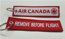 Air Canada Remove Before Flight Embroidered Keychain Key Tag with Customized Embroidered Logo, Accept Any Color and Size 13x2.8cm 100pcs lot