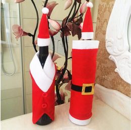 Santa Suit Xmas Prop Wine Bottle Cover Ornament Christmas Decoration Craft Christmas Candy Bag Gift CT06