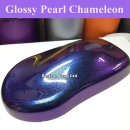 Blue to Purple Pearl Gloss Chameleon Vinyl Wrap Film With Air Bubble Free Shiny Flip Flop Car Wrap Sticker foil Size:1.52*20M/Roll