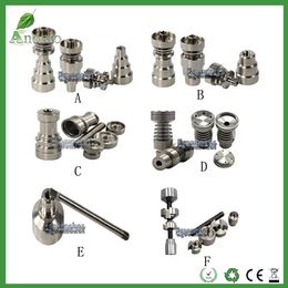 female bong wax nails for Canada - Smoking Accessories Male and Female Joint 10mm& 14mm&18mm&19mm 6 IN 1 4 IN 1 gr2 nails Domeless Titanium nail Carb Cap Wax Dabber Tool for Water Pipe Glass Bong