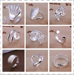 High quality 925 silver Jewellery mix 9 style 10pcs/lot Charming Women girls fing rings classic style Open ring