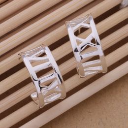 Fashion (Jewelry Manufacturer) 40 pcs a lot New Hollow Rome Circle earrings 925 sterling silver Jewellery factory Fashion