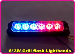 High quality bright Led car grill warning light,each led 3W,led emergency light,led strobe lightheads,22flash,waterproof,2pcs/1lot