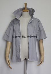 Free Shipping Naruto Sasuke Uchiha Grey Shirt Cosplay Costume Anysize f008