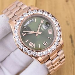 Factory Supplier President Day-Date 41mm 18038 big Diamond Bezel Watch Rose Gold Mens Casual Watch Green Dial Automatic Men's Wristwatches
