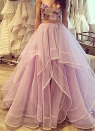 2016 Two Pieces Organza Ball Gown Prom Dresses with Sweetheart Strapless Applique Flowers Floor Length Party Gowns Evening Dresses