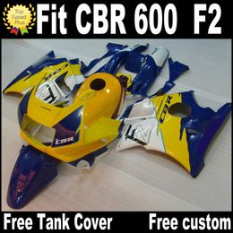 Free 7 Gifts for HONDA CBR 600 F2 custom fairings 1991 1992 1993 1994 yellow blue CBR600 91 - 94 fairing kit RP10