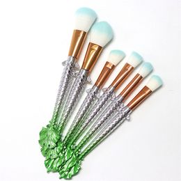 6pcs Fish Tail Fish Scale Makeup Brush Suit Tools Foundation Makeup Brush Drop Shipping 1016 Make Up Cosmetic Brushes Tools