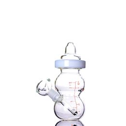 Portable Cute Baby Bottle Small Dab Hookahs Bong Water Pipes for Sale 6 Inches and 14mm Joint