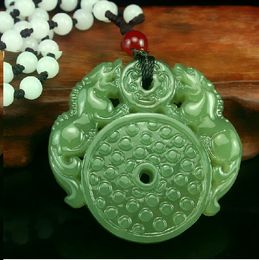 green Jade pendant /"mother child pi yao/" lucky mascot pendants