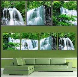 4 Piece Canvas Art Wall Decor Painting Craft Waterfall Landscape Decoration Paintings Without Photo Frame For Home Living Hanging Decor