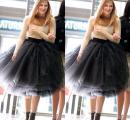 New Fashion Black Tulle Skirts Tutu Tea Length Free Size Custom Made Colour And Size High Quality Mutilayers Free Shipping