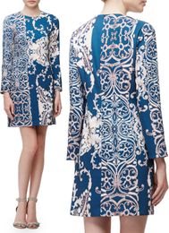 Fashion Print Women Shift Dress Half Sleeves Casual Dresses 15100811