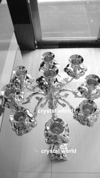 sliver mental crystal flower stand wedding centerpiece 7 arms candlelabra , acrylic crystal candle holder