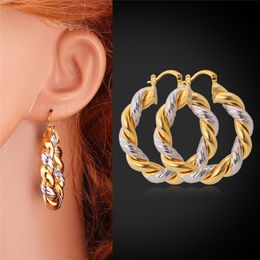 Gold Hoop Earrings 18K Gold Platinum Plated Two Tone Earrings Basketball Wives Hoop Earrings For Women Girls