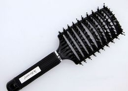 Boar Bristle Hair Brush Nylon Detangling Pins and 100% Natural Boar Bristles for Hair Oil Distribution. Curved for Vented For Faster Drying