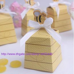 500pcs Baby Shower Gift Favour Boxes Sweet as Can Bee Yellow Candy Box For Wedding Party Beehive Favour