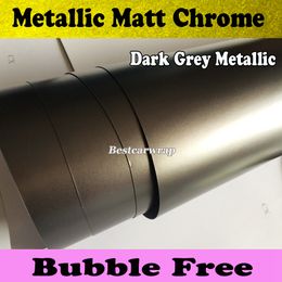 Premium Gunmetal Metallic Matte Grey Vinyl Wrap with Air Release Anthracite Matt Chrome Metallic Film Car Wrap Foil size 1.52x20m/Roll