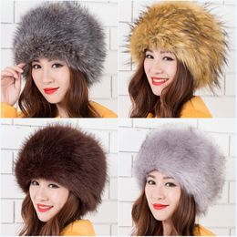 Wholesale-YGS-MZ012 New Fashion Hat Warm Fur Cap Leather Grass Hats Fox Fur Hat to Keep Warm Ear Caps Bomber Hats