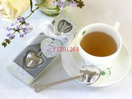 Fedex DHL Free shipping Heart Shape TeaTime Heart Tea Infuser Spoon With retial box For Weeding Party gift,100pcs/lot