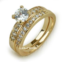 18k gold Fileed womens Engagement wedding ring set lab diamonds R280 size 5 7 8 9 10