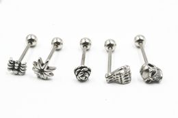 Lot 50pcs Surgical Steel Tongue Ring Bar Nipple Barbells Body Piercing 14g ~1 .6mm New Arrived