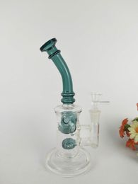 21cm Tall Green Glass Bongs Water Pipes With Matching Bowl Joint 14.4mm Headshower Perc Smoking Pipes Modest Recycler Oil Rigs Glass Bongs