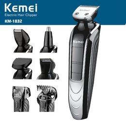 Kemei cortadora eléctrica a prueba de agua KM-1832 5-IN-1 cortadora de cabello eléctrica recargable cortadora de cabello máquina de afeitar maquinilla de afeitar cortadora sin cable ajustable