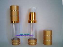 15ml plastic gold Empty Cosmetic Cream Emulsion Bottle Lotion Essence Packaging Airless Pump Bottles Free shipping