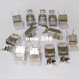 50pcs/lot cat 7 FTP Modular Plugs RJ45 8P8C Shielded Gilded 50u Line hole1.3MM RJ45 connectors rj45 cat7 connector The Best