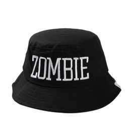 Wholesale-Zombie Bucket Hat Ladies Casual Embroidered Letter Camping Hat Summer Boonie Cap Outdoor Bob Chapeau Fishing Hat For Women Men