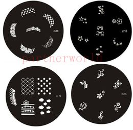 steel stamping Canada - 90 designs Round Stainless Steel m series Nail Art Stencils Stamping Template Printing Image Plate Palette 3d nail Mold free shopping