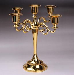 New Metal Candle Holders 5-arms/3-arms Candle Stand Wedding Decoration Candelabra Centrepiece Candlestick Silver/Gold KD1