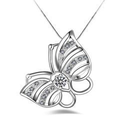 Free shipping fashion high quality 925 silver butterfly Wthie diamond Jewellery 925 silver necklace Valentine's Day holiday gifts Hot 1675