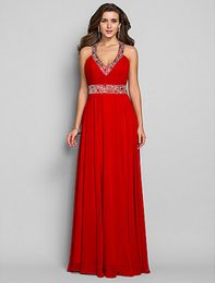 Ruby Plus Sizes Sheath/Column V-neck Floor-length Chiffon Formal Evening/Military Ball/Prom Dress